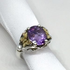 Ann King Sterling Silver & 18k Amethyst Ring
